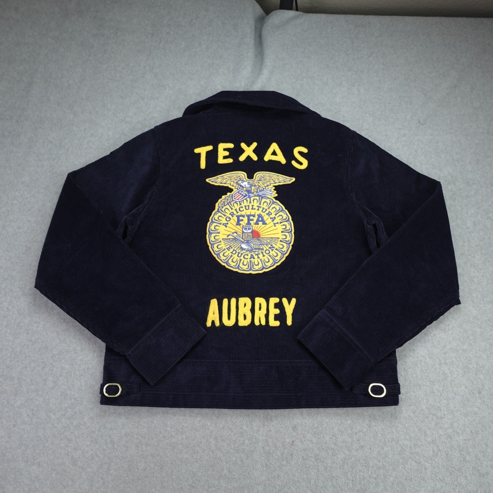 FFA Jacket Boys Youth 103-34 Navy Blue Aubrey Texas Corduroy‎ Cotton Full Zip